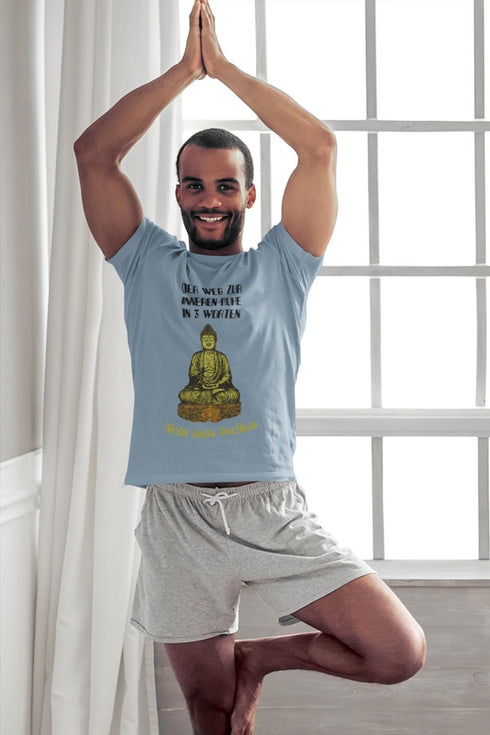 Der Weg zur innneren Ruhe, nicht mein Problem. Yoga T-Shirt mit witzigem Spruch und Buddhha