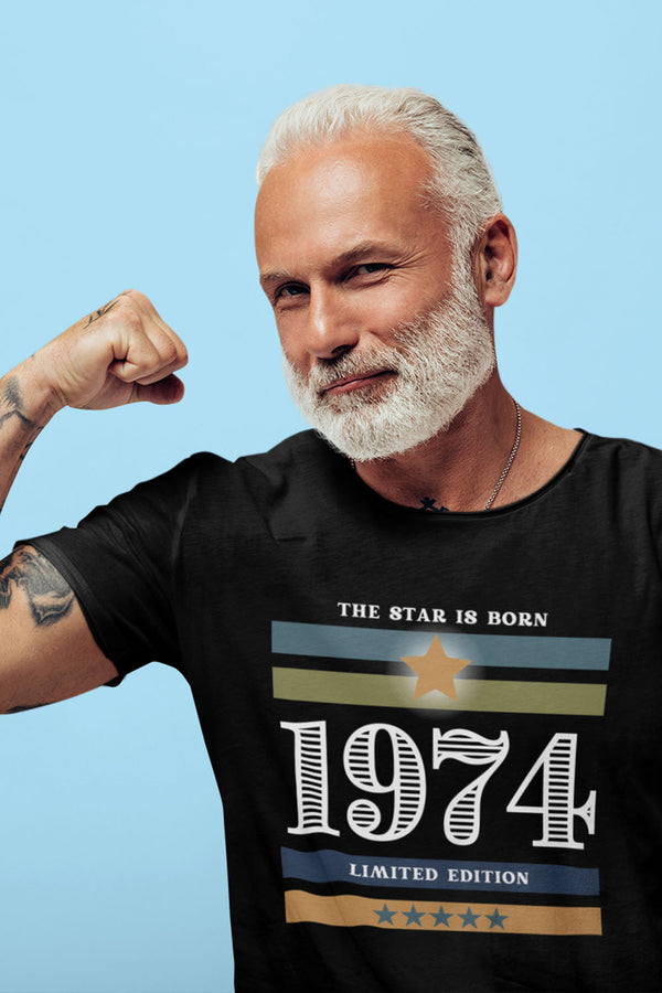 T-Shirt zum Geburtstag der 1974 geboren wurde. Aufschrift The Star is born 1974