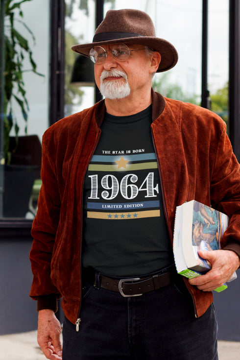 Schwarzes Geburtstags T-Shirt mit der Zahl 1964