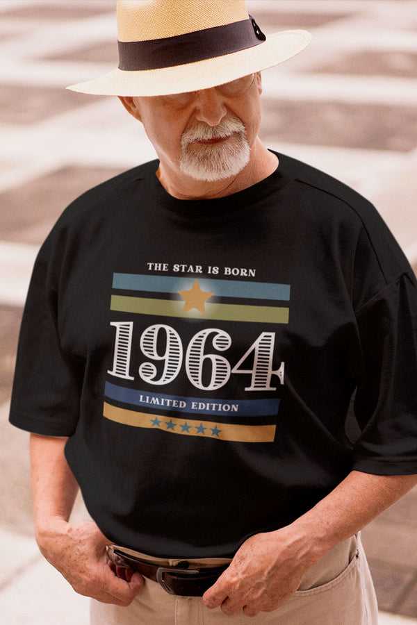 Schwarzes T-Shirt zum Geburtstag 1964 geboren