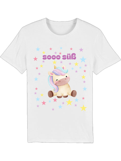 T-Shirt Einhorn sitzend mit Sternen "soooo süß"